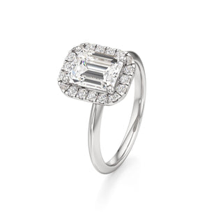 Knife Edge Plain Halo Radiant Engagement Ring