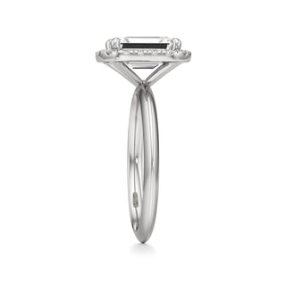 Knife Edge Plain Halo Radiant Engagement Ring