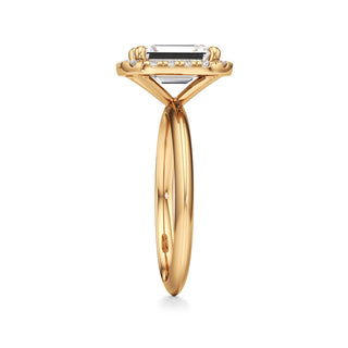 Knife Edge Plain Halo Radiant Engagement Ring