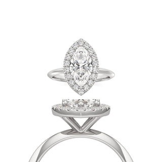 Knife Edge Plain Halo Radiant Engagement Ring