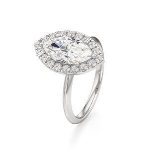 Knife Edge Plain Halo Radiant Engagement Ring