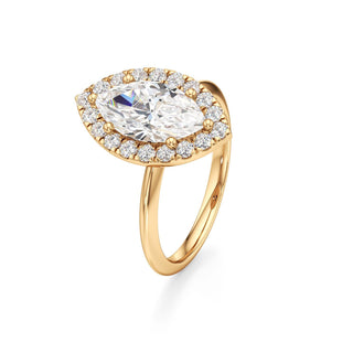 Knife Edge Plain Halo Radiant Engagement Ring