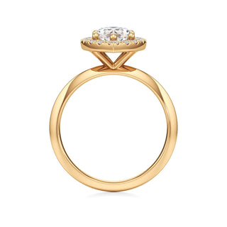 Knife Edge Plain Halo Radiant Engagement Ring