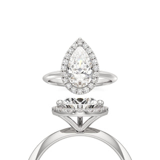 Knife Edge Plain Halo Radiant Engagement Ring