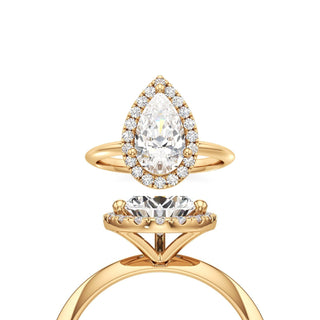 Knife Edge Plain Halo Radiant Engagement Ring