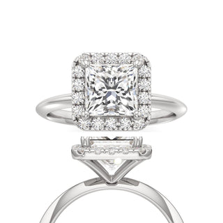 Knife Edge Plain Halo Radiant Engagement Ring