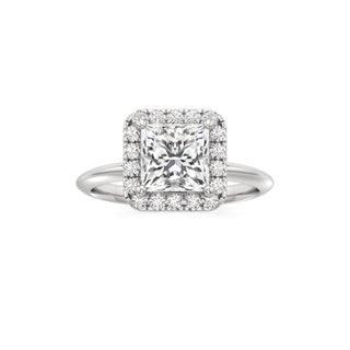 Knife Edge Plain Halo Radiant Engagement Ring