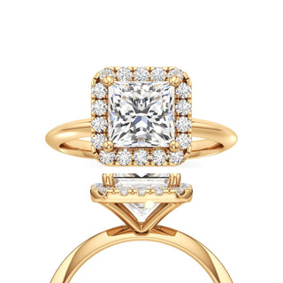 Knife Edge Plain Halo Radiant Engagement Ring