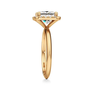 Knife Edge Plain Halo Radiant Engagement Ring