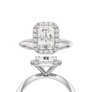 Knife Edge Plain Halo Radiant Engagement Ring