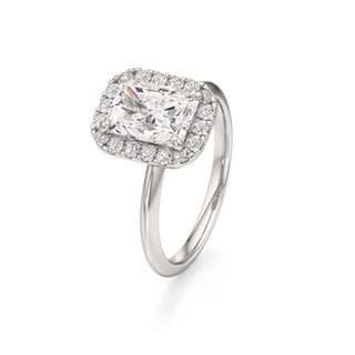 Knife Edge Plain Halo Radiant Engagement Ring