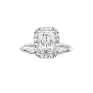 Knife Edge Plain Halo Radiant Engagement Ring