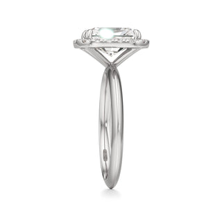 Knife Edge Plain Halo Radiant Engagement Ring