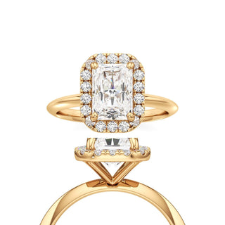 Knife Edge Plain Halo Radiant Engagement Ring