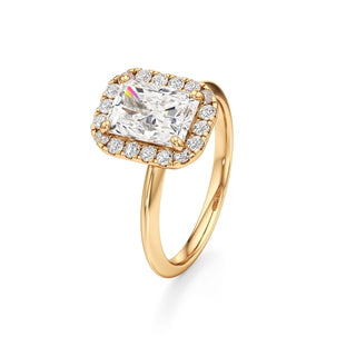 Knife Edge Plain Halo Radiant Engagement Ring