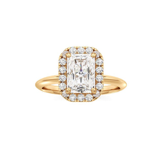 Knife Edge Plain Halo Radiant Engagement Ring