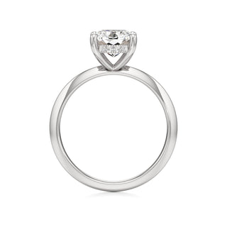 Knife Edge Plain Hidden Halo Round Engagement Ring
