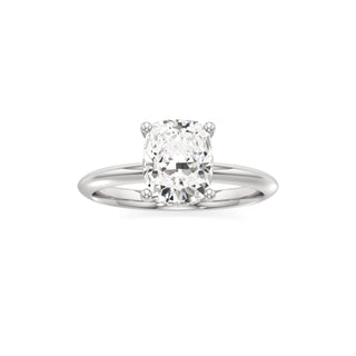 Knife Edge Plain Hidden Halo Round Engagement Ring