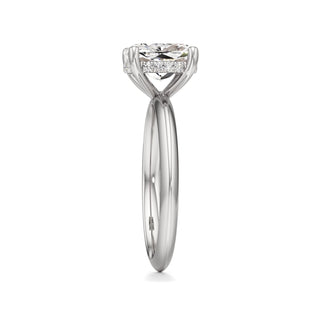 Knife Edge Plain Hidden Halo Round Engagement Ring