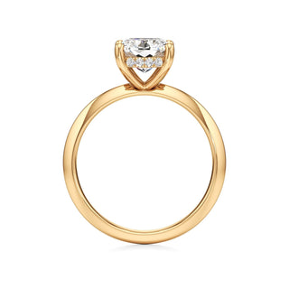 Knife Edge Plain Hidden Halo Round Engagement Ring