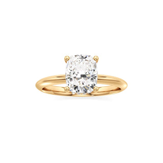 Knife Edge Plain Hidden Halo Round Engagement Ring