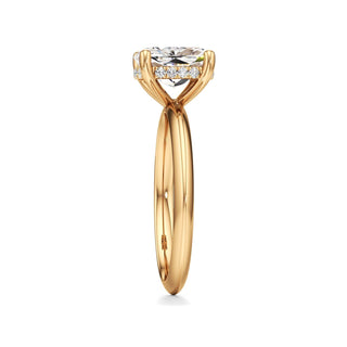 Knife Edge Plain Hidden Halo Round Engagement Ring
