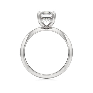 Knife Edge Plain Hidden Halo Round Engagement Ring