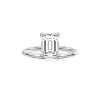 Knife Edge Plain Hidden Halo Round Engagement Ring