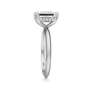 Knife Edge Plain Hidden Halo Round Engagement Ring