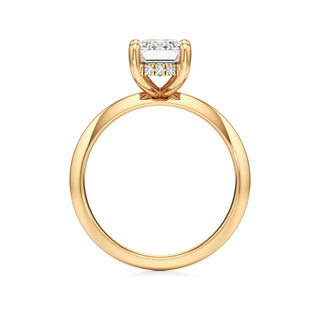 Knife Edge Plain Hidden Halo Round Engagement Ring
