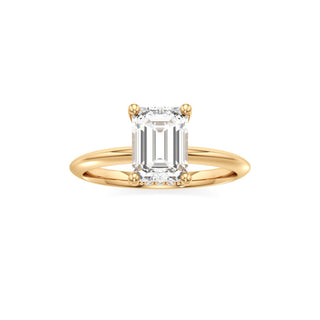 Knife Edge Plain Hidden Halo Round Engagement Ring