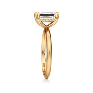 Knife Edge Plain Hidden Halo Round Engagement Ring