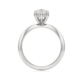 Knife Edge Plain Hidden Halo Round Engagement Ring