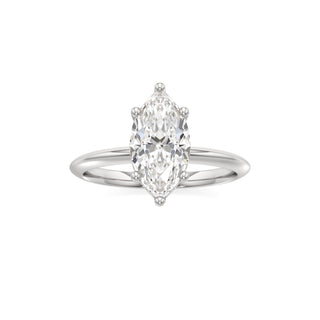 Knife Edge Plain Hidden Halo Round Engagement Ring