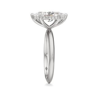 Knife Edge Plain Hidden Halo Round Engagement Ring