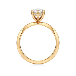 Knife Edge Plain Hidden Halo Round Engagement Ring