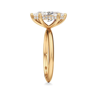 Knife Edge Plain Hidden Halo Round Engagement Ring