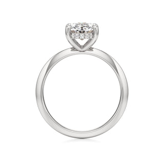 Knife Edge Plain Hidden Halo Round Engagement Ring