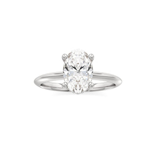 Knife Edge Plain Hidden Halo Round Engagement Ring