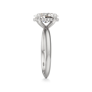Knife Edge Plain Hidden Halo Round Engagement Ring