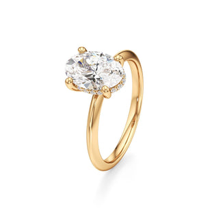Knife Edge Plain Hidden Halo Round Engagement Ring