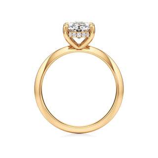 Knife Edge Plain Hidden Halo Round Engagement Ring