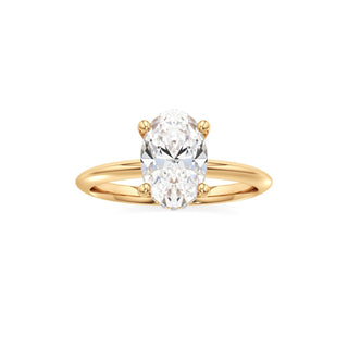 Knife Edge Plain Hidden Halo Round Engagement Ring
