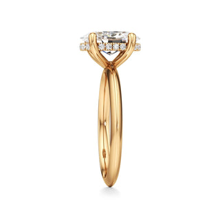 Knife Edge Plain Hidden Halo Round Engagement Ring