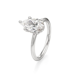 Knife Edge Plain Hidden Halo Round Engagement Ring