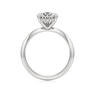 Knife Edge Plain Hidden Halo Round Engagement Ring
