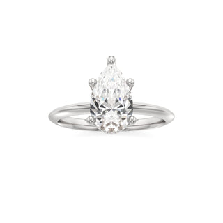 Knife Edge Plain Hidden Halo Round Engagement Ring