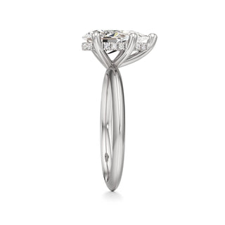 Knife Edge Plain Hidden Halo Round Engagement Ring