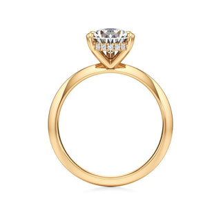 Knife Edge Plain Hidden Halo Round Engagement Ring