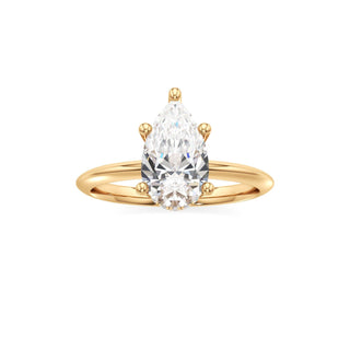 Knife Edge Plain Hidden Halo Round Engagement Ring